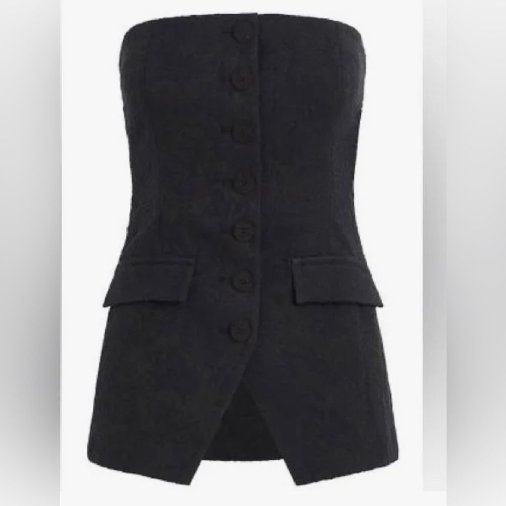 Favorite Daughter Phoebe Strapless Bustier in Black Jacquard